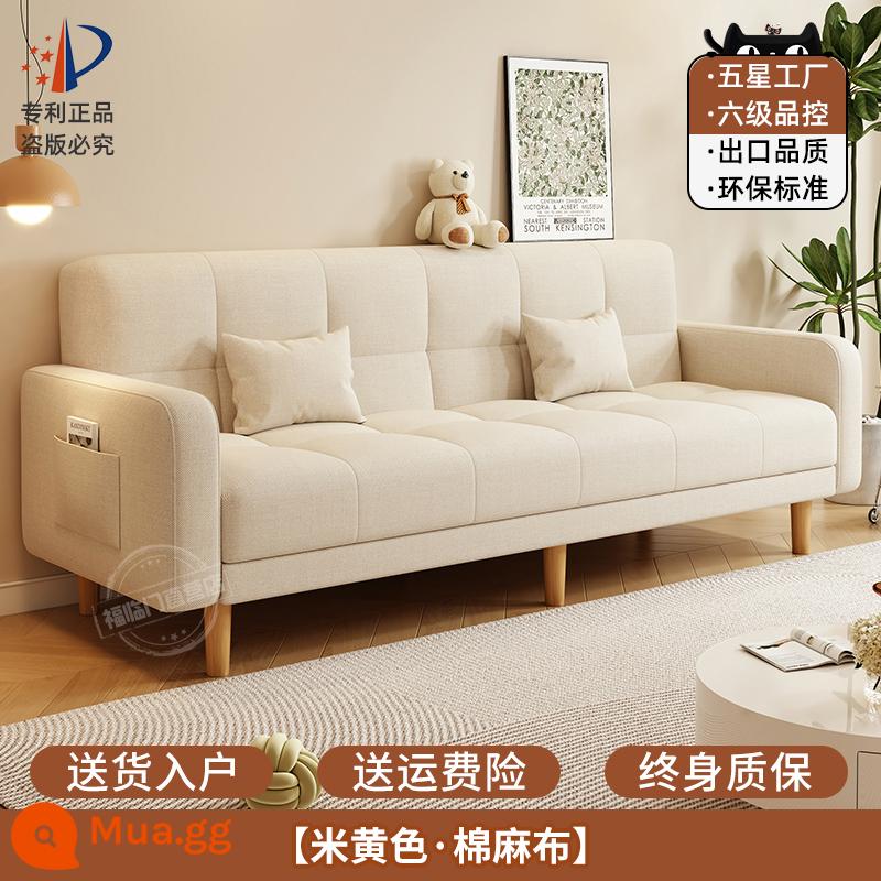 Sofa căn hộ nhỏ phòng khách 2023 mới đơn giản hiện đại ba người thuê phòng vải gấp sofa giường đôi công dụng - Cotton và lanh-be [tiêu chuẩn bảo vệ môi trường]