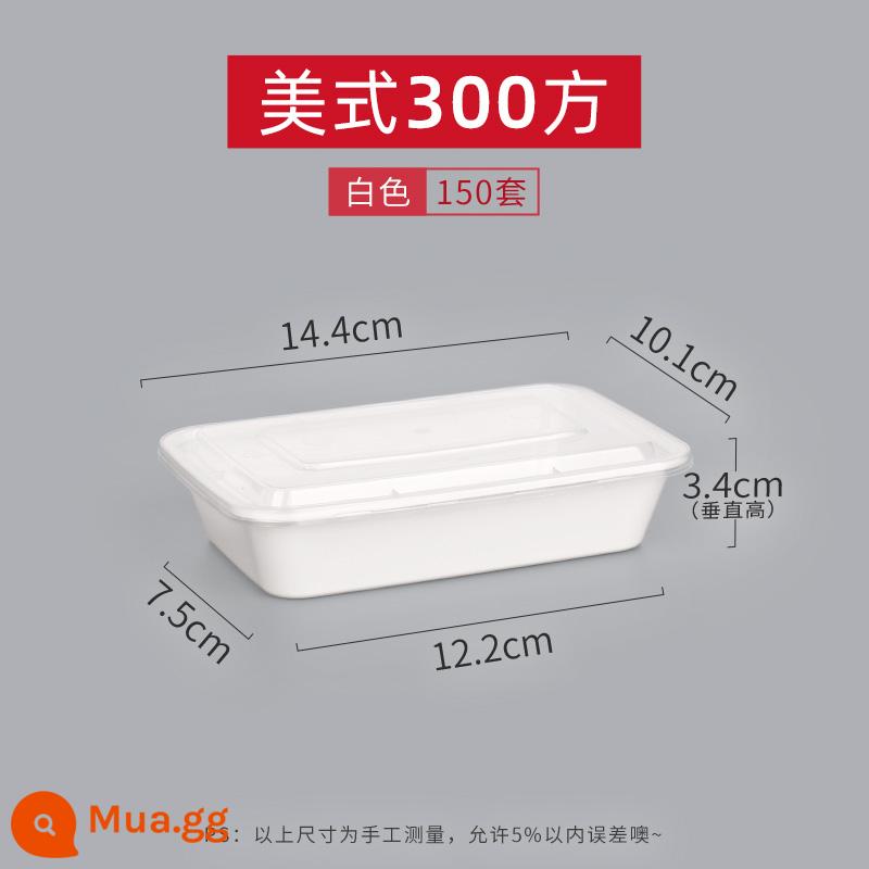 Mỹ tròn 900ml hộp cơm trưa dùng một lần hộp bao bì hình chữ nhật 750ml màu đen giao hàng nhanh hộp cơm trưa bát súp - Phong cách Mỹ 300 mét vuông màu trắng 150 bộ