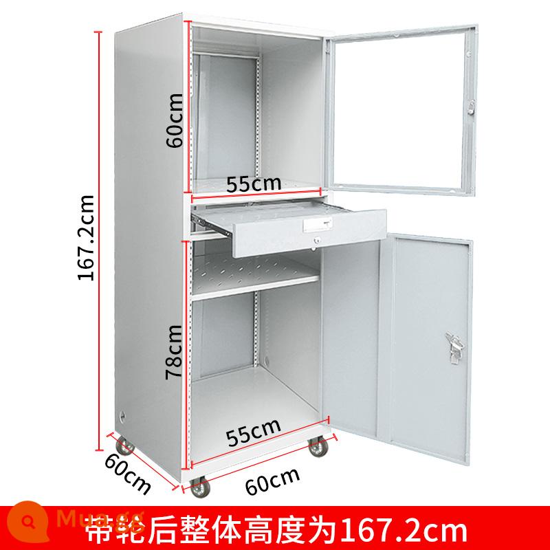 Tủ công nghiệp cnc máy công cụ máy tính tủ điều khiển nội các bắt chước weitu tủ trực tuyến giám sát trực tuyến máy chủ trường hợp chính điều khiển trường hợp tủ - Tủ máy tính đứng màu xám (có bánh xe)