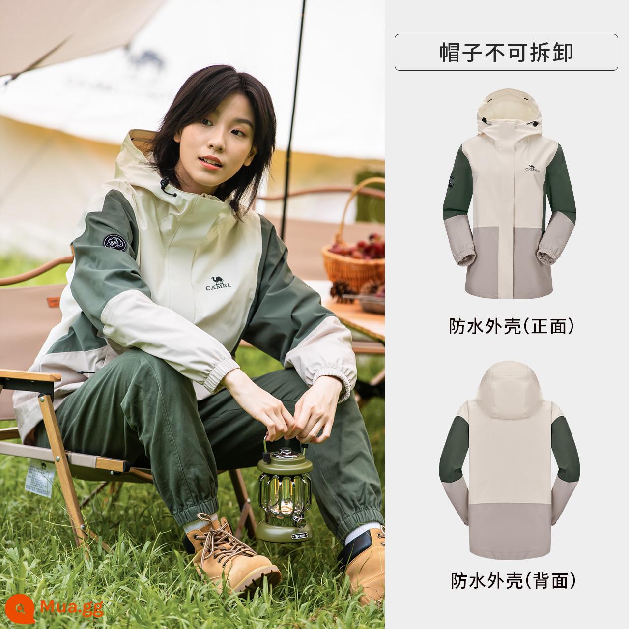 [Panda Series] Áo khoác một lớp Camel Outdoor Mountain Series Chống gió và chống thấm nước Mùa xuân 2023 Áo khoác sản phẩm mới cho nam và nữ - AA22235457, màu trắng ấm/xanh xám/kaki nhạt, nữ (bán trước trong 15 ngày)