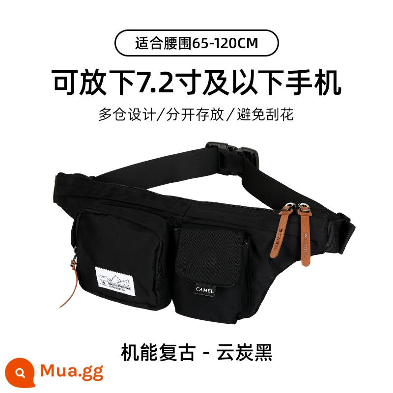 Túi thắt lưng thể thao đa chức năng ngoài trời lạc đà dành cho nam và nữ mẫu công suất lớn tập thể dục Túi đeo ngực Messenger túi chạy bộ túi điện thoại di động túi nhỏ - 1152253019, đám mây đen carbon