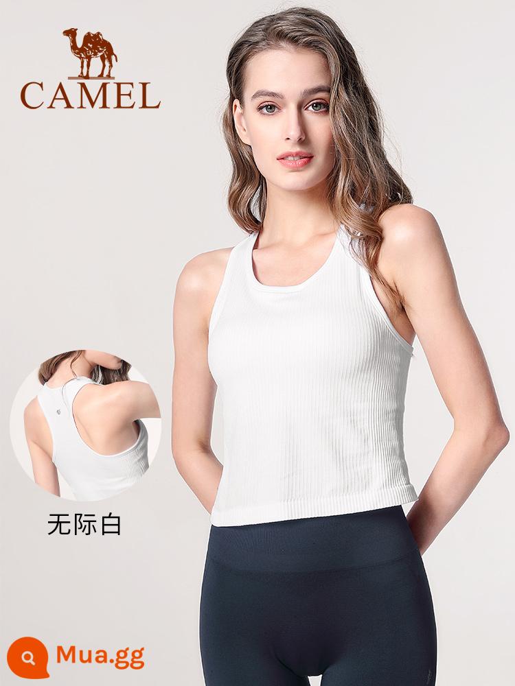 Camel Yoga Suit Vest Advanced Sense Nữ tích hợp liền mạch Ruy băng Miếng đệm ngực Đồ lót Tập thể dục Quần áo Áo khoác ngoài Đế sau đẹp - YF52252008, Vô Tích Bạch