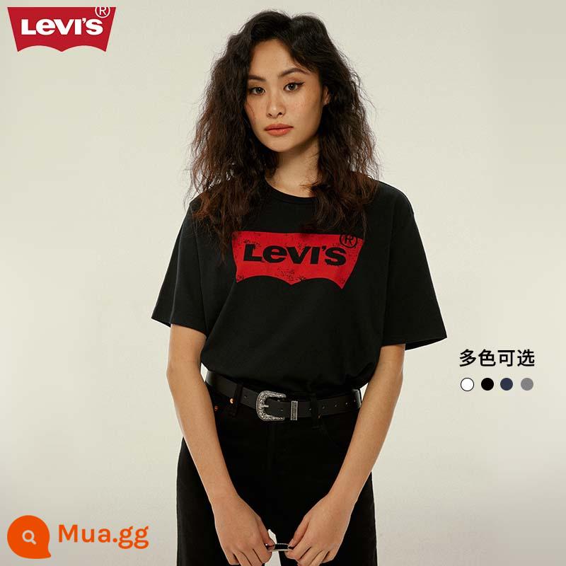 Levi'sÁo thun nam Levi's trang phục cặp đôi mùa hè logo cổ điển ngắn tay họa tiết thương hiệu hợp thời trang - đen