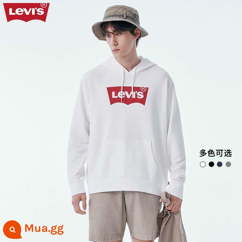 Levi'sLevi's Nam Hoodie Oversize Rớt Vai Cặp Đôi Đầm LOGO Cổ Điển Hàng Đầu Mùa Xuân Và Mùa Thu - 0018 trùm đầu màu trắng