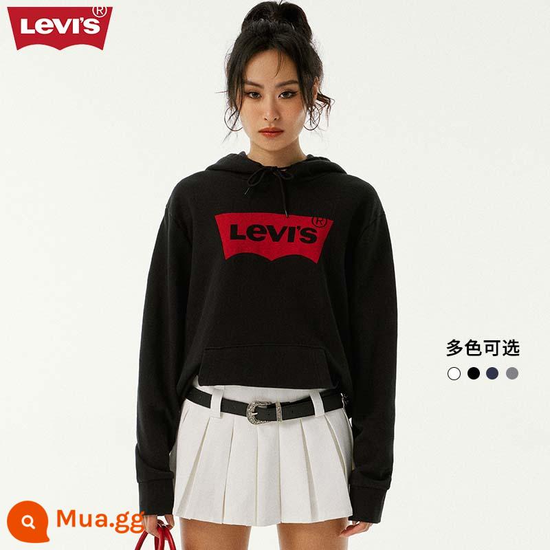 Levi'sLevi's Nam Hoodie Oversize Rớt Vai Cặp Đôi Đầm LOGO Cổ Điển Hàng Đầu Mùa Xuân Và Mùa Thu - 0005 mũ trùm đầu màu đen