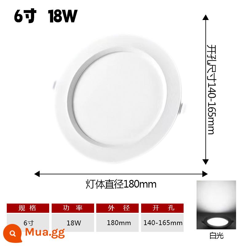 Hộ gia đình Đèn LED Downlight Âm Trần Chiếu Sáng Mới Ba Màu Nhúng Lối Đi Phòng Khách Đèn Âm Trần Lỗ Ánh Sáng Lỗ Ánh Sáng Ánh Sáng Đơn Giản - Đèn trắng Yabai 18W [hợp kim sắt kẽm] lỗ 14-16.5