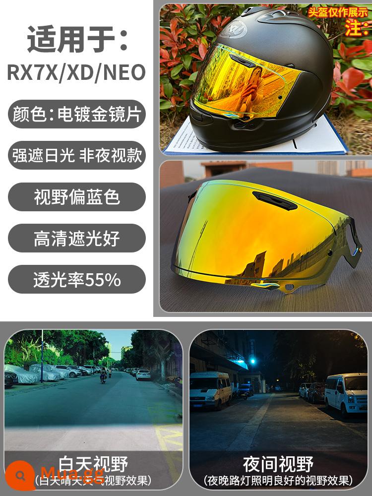 Arairx7x Ống Kính NEO/XD/GX Ngày và Đêm Gương Đa Năng Mạ Điện Symphony Đổi Màu Nhãn Dán Chống Sương Mù Cho Xe Máy Nhà Máy Phụ - Tròng kính vàng mạ điện RX7X/XD/NE0 - tấm che nắng và bảo vệ mặt, bộ vệ sinh ống kính miễn phí