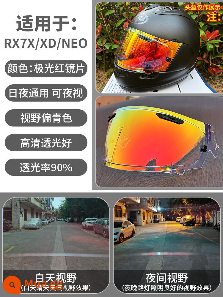 Arairx7x Ống Kính NEO/XD/GX Ngày và Đêm Gương Đa Năng Mạ Điện Symphony Đổi Màu Nhãn Dán Chống Sương Mù Cho Xe Máy Nhà Máy Phụ - Ống kính màu đỏ Aurora RX7X/XD/NE0 - Sử dụng cả ngày lẫn đêm, Bộ vệ sinh ống kính miễn phí