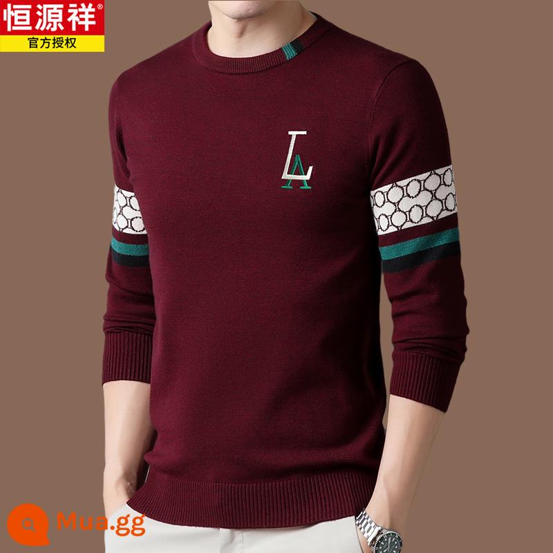 Hengyuanxiang chính hãng áo len len 100 len nam phong cách hot 2022 áo sơ mi đáy cashmere mới mùa thu đông - Rượu vang đỏ[Hao2203]