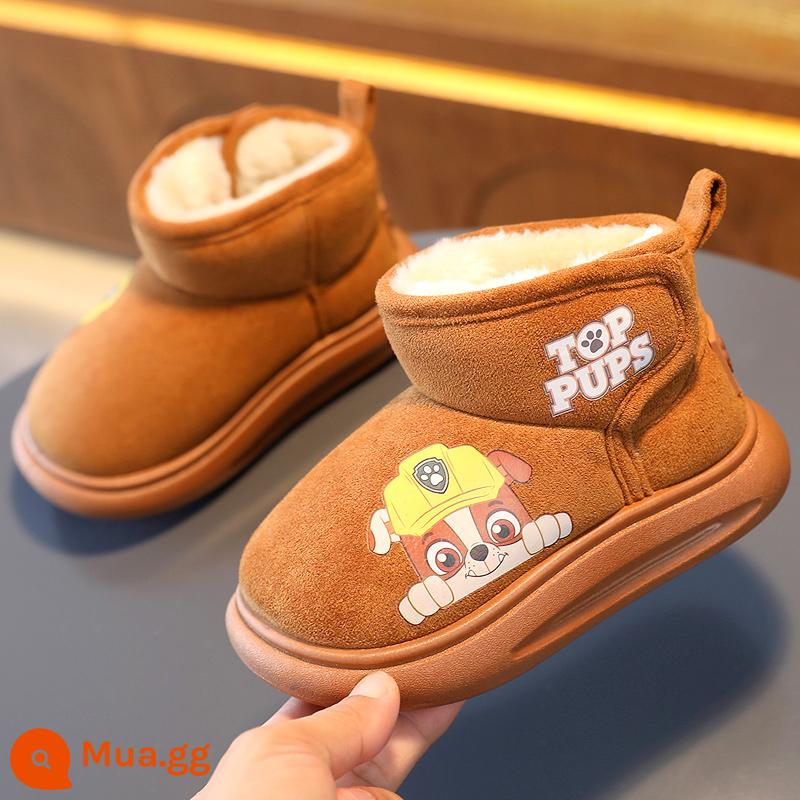 Wangwang Đội dép bông và giày cao gót vào mùa đông cộng với các chàng trai, cô gái, giày gia đình, giày cotton Boots Boots Snow Boots - Giày đi tuyết màu nâu [Sỏi 3141]