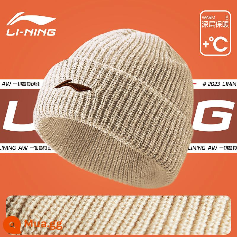 Mũ len nam Li Ning mùa đông 2022 mới mũ đan nam mùa đông Bao Đầu mũ len mũ ấm chống lạnh - [037 Khaki] Ấm áp và chống tĩnh điện