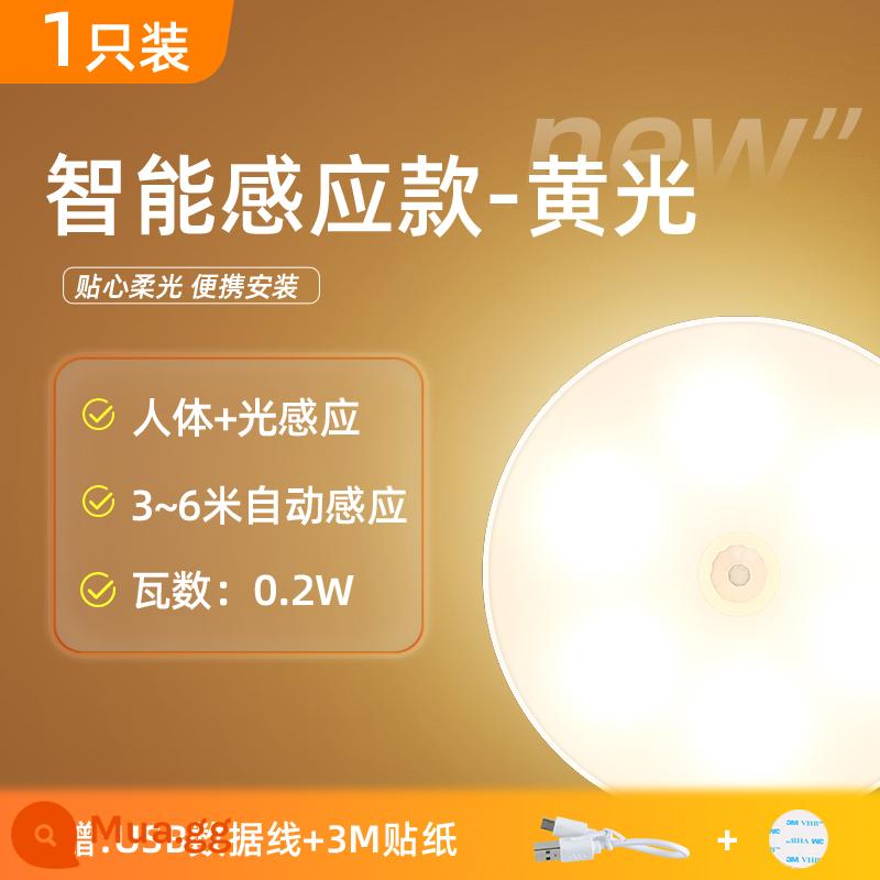 Delixi cơ thể con người cảm ứng đèn ngủ LED phòng ngủ ngủ đầu giường bé và bảo vệ mắt trẻ em khi cho con bú USB điều khiển từ xa thông minh - Model cảm biến thông minh★ Đèn vàng 0,2W (gói đơn)