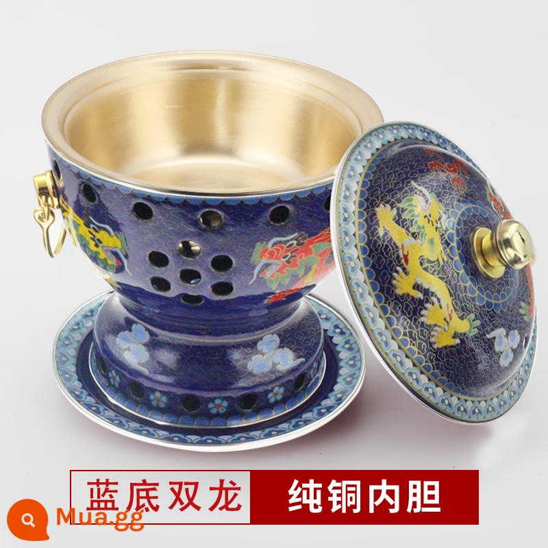 Cloisonne nồi lẩu đồng đặc cồn đồng nguyên chất nồi đồng bếp cồn đơn nồi lẩu nhỏ 1 người 1 nồi đồng hộ gia đình - Mẫu Ssangyong đáy xanh cực dày [lót đồng nguyên chất] đi kèm bình dầu 4 lõi + 2 lần đổ xăng