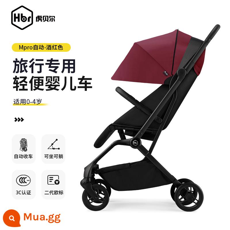 Xe đẩy em bé HBR Tiger Bell Xe đẩy gấp tự động Mpro, nhẹ, tầm nhìn cao, ngồi và có thể gập lại - Xe đóng cửa tự động Mpro-đỏ tía