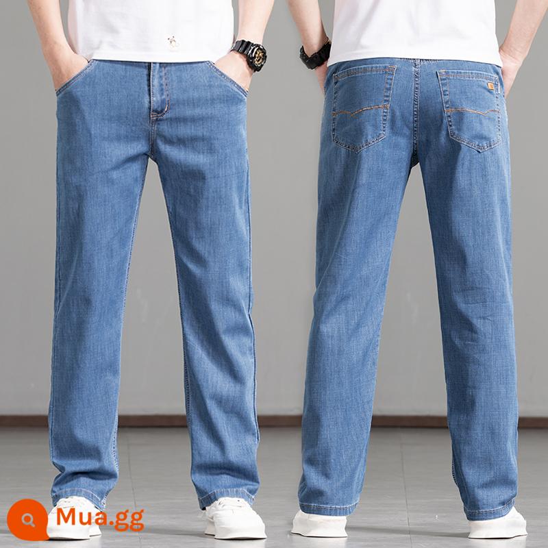 Quần Jeans Thương Hiệu Quần Jean Nam Dáng Rộng Mùa Thu Trung Niên Cổ Nỉ Quần Kích Thước Lớn Mùa Xuân, Mùa Thu Đông Mô Hình - Màu xanh nhạt (kiểu mỏng mùa hè)