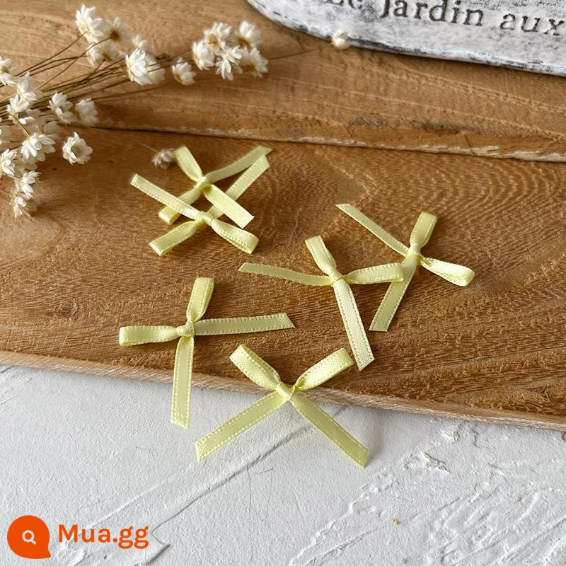 Rộng 2.5cm ruy băng handmade thành nơ handmade DIY chất liệu quần áo phụ kiện tóc phụ kiện đựng thẻ chất liệu trang trí - 10 chiếc nơ nhỏ màu vàng, ruy băng rộng 0,3cm