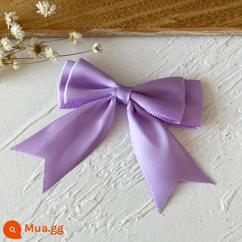 Rộng 2.5cm ruy băng handmade thành nơ handmade DIY chất liệu quần áo phụ kiện tóc phụ kiện đựng thẻ chất liệu trang trí - 5 chiếc nơ 2 lớp màu tím, chiều rộng ruy băng 2,5cm