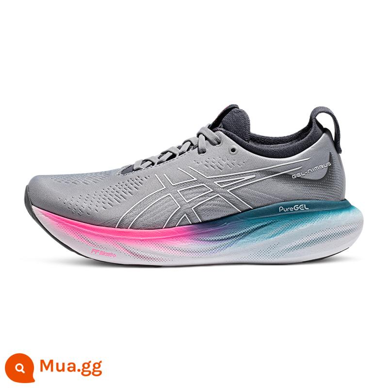 Giày chạy bộ đệm và phục hồi mới của ASICS GEL-NIMBUS 25 dành cho nữ, giày thể thao co giãn mềm thoáng khí nhẹ - xám