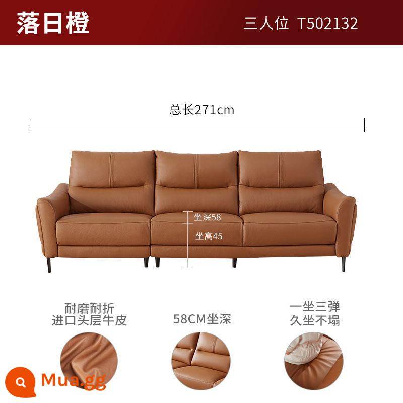 [Khuyến nghị của chuyên gia] Gujia Home Cream Style Chức năng Sofa da bò lớp đầu tiên Sofa điện Phòng khách 6068 - [Vận chuyển sau lễ hội mùa xuân] [Màu cam hoàng hôn] Ba người