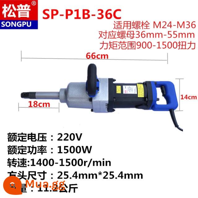 Tua vít điện Songpu, cờ lê điện, cờ lê tác động 220V, đèn pin, cờ lê khí nén, dụng cụ ổ cắm điện cao cấp sửa chữa ô tô mạnh mẽ - SP-P1B-36C mẫu cổ điển giá đặc biệt