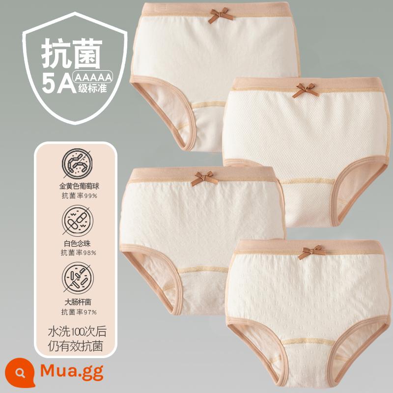 Quần lót trẻ em cotton bé gái quần lót boxer quần trẻ em tam giác trẻ em 2-18 tuổi cotton màu kháng khuẩn không dấu vết - 4 gói-Bốn Mùa Bé Gái Tam Giác Gạo Trắng Chữ Trắng Trái Tim Tình Yêu Trắng Chữ Thập Trắng