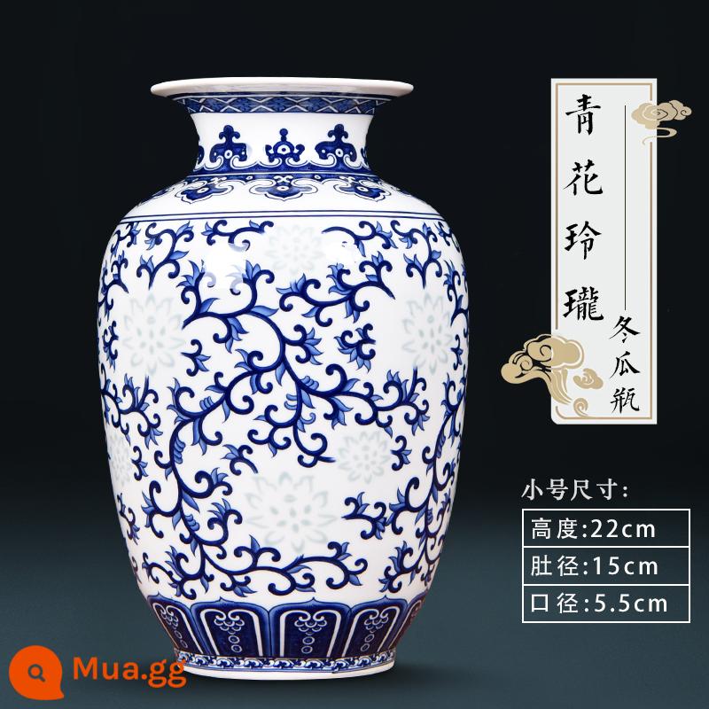 Vase Geramic Light Light sang trọng cao -sứ Jingdezhen màu xanh và trắng Đồ sứ Trung Quốc Trang trí trang trí trang trí trang trí trang trí trang trí trang trí trang trí trang trí - Chai bí đao nhỏ màu trắng xanh (kèm đế)