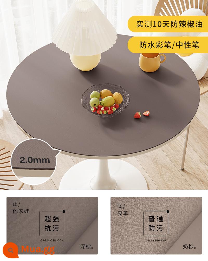 [Silicone chống bẩn] Khăn trải bàn tròn chống thấm nước, chống dầu, chống giặt và chống bỏng tại nhà phòng khách bàn ăn tròn thảm lót bàn cà phê - Cacao Caramel 2.0mm