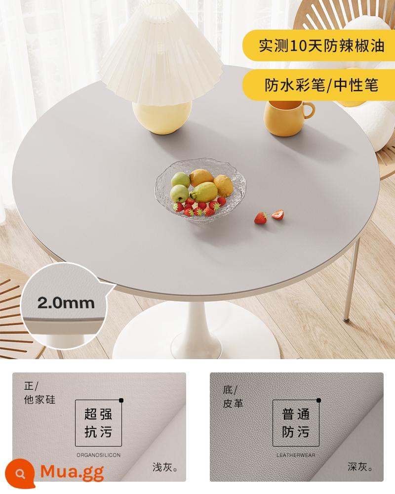 [Silicone chống bẩn] Khăn trải bàn tròn chống thấm nước, chống dầu, chống giặt và chống bỏng tại nhà phòng khách bàn ăn tròn thảm lót bàn cà phê - Màu xám nhạt giữa các vì sao 2.0mm