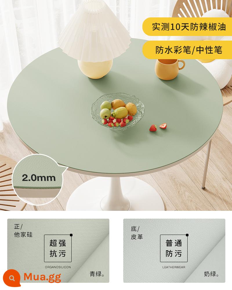 [Silicone chống bẩn] Khăn trải bàn tròn chống thấm nước, chống dầu, chống giặt và chống bỏng tại nhà phòng khách bàn ăn tròn thảm lót bàn cà phê - Vôi Bạc Hà 2.0mm