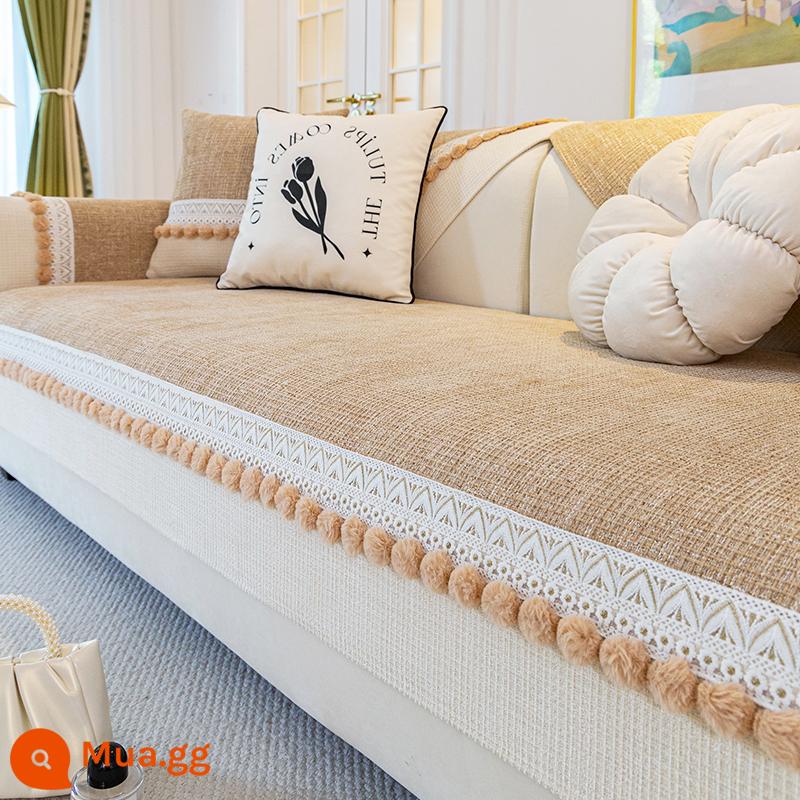 Đệm sofa kiểu Pháp nhẹ mới 2023, bọc ghế sofa da chống trượt chenille phổ thông cho mọi mùa, đệm ngồi, phong cách thu đông - Cà phê nhẹ Xiaoxiangfeng (Phong cách bốn mùa)