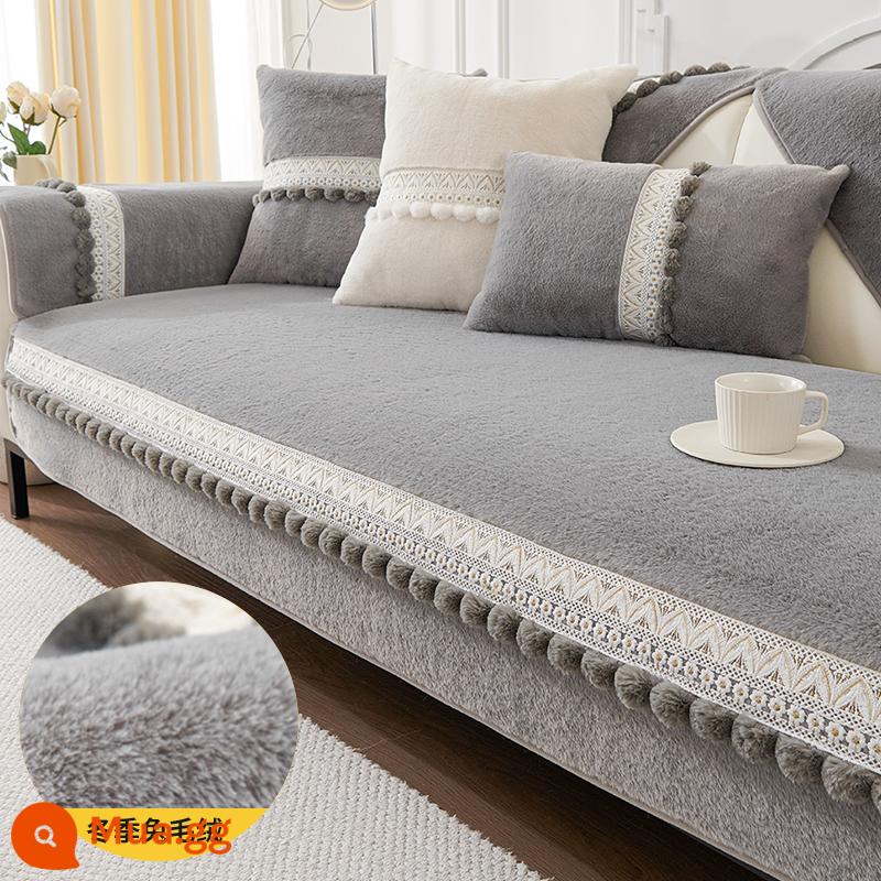 Đệm sofa kiểu Pháp nhẹ mới 2023, bọc ghế sofa da chống trượt chenille phổ thông cho mọi mùa, đệm ngồi, phong cách thu đông - Chloe-xám (phong cách mùa đông)