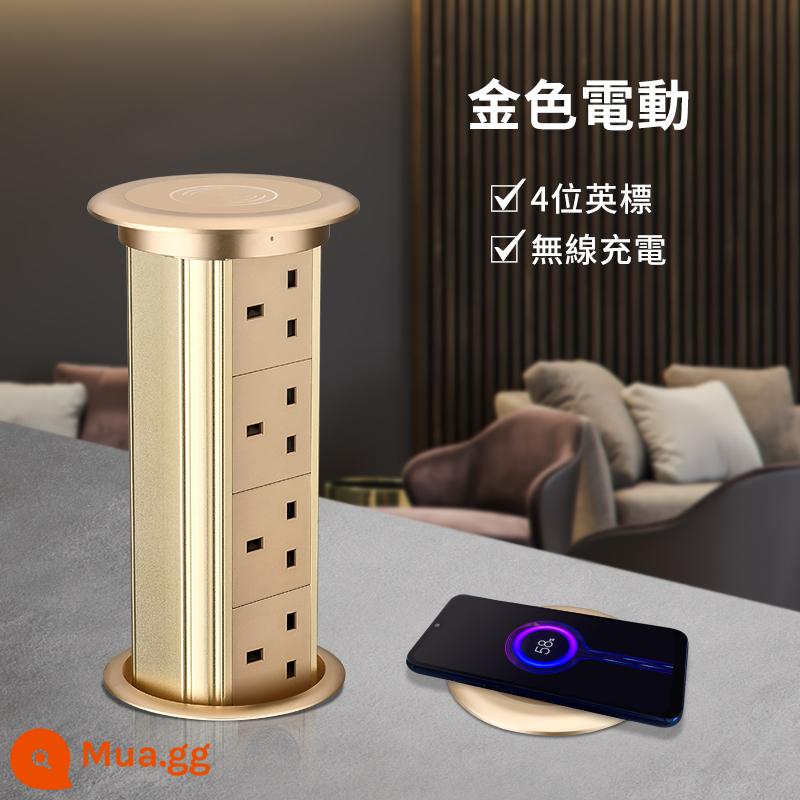 Tiêu Chuẩn Anh Nâng Ổ Cắm Điện Nhúng Máy Tính Để Bàn Đảo Thông Minh Sạc Không Dây Ổ Cắm USB Đa Năng - Điện vàng_4 chữ số chuẩn Anh + sạc không dây