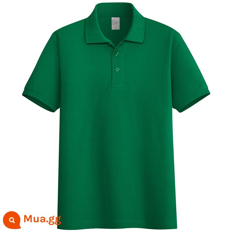 220G Cotton Áo Sơ Mi Áo Thun Nam Ngắn Tay Ve Áo Rời Đồng Màu Trung Niên Piqué Cotton Mùa Hè Ralph Lauren Áo Sơ Mi - Màu xanh thật