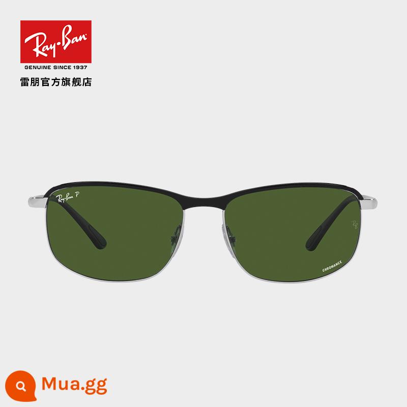 RayBan Kính Mát Ray-Ban Kim Loại Hình Gối Thể Thao Thời Trang Họa Tiết Màu Kangmu Kính Mát Phân Cực 0RB3671CH - Bạc 9144P1 với gọng đen, thấu kính xanh đậm 60mm