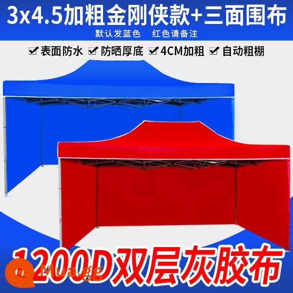 Lều quảng cáo gian hàng ngoài trời có ô lớn bốn chân che mưa bốn góc mái hiên gấp nhà để xe kính thiên văn - Xanh đậm 3*4.5 King Kong Man 3 Mặt