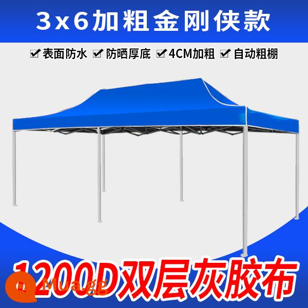 Lều quảng cáo gian hàng ngoài trời có ô lớn bốn chân che mưa bốn góc mái hiên gấp nhà để xe kính thiên văn - 3x6 Supreme Edition Bold King Kong Man Blue (Đậm và dày, miễn phí vận chuyển)