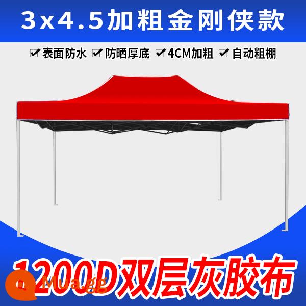 Lều quảng cáo gian hàng ngoài trời có ô lớn bốn chân che mưa bốn góc mái hiên gấp nhà để xe kính thiên văn - 3*4.5 Supreme Edition Bold King Kong Man Red (Đậm và dày, miễn phí vận chuyển)