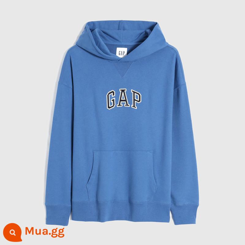 Gap LOGO nam và nữ Áo len mềm dệt vòng tròn kiểu Pháp 809007 mùa xuân cặp đôi mặc áo chui đầu có mũ trùm đầu thủy triều - màu xanh da trời