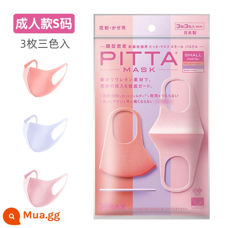 Mặt nạ pitta đen xám xanh nhập khẩu Nhật Bản chống bụi thoáng khí có thể giặt được mặt nạ chống nắng chống tia cực tím - Người lớn - cam tím hồng size S