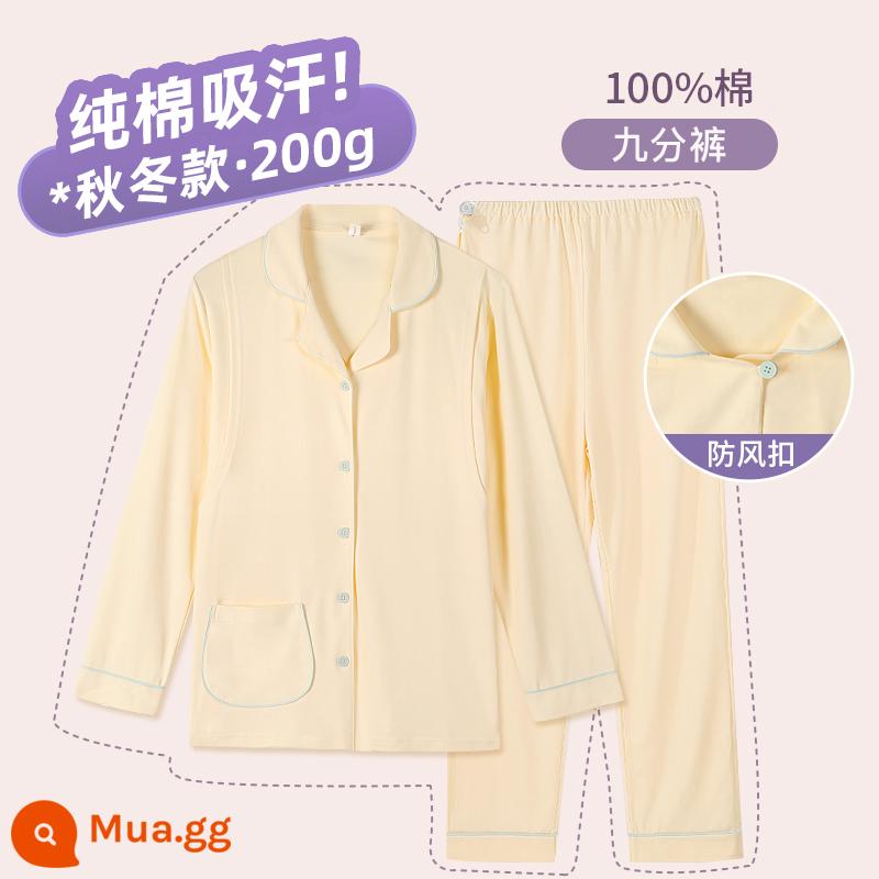 Bộ đồ ngủ vải cotton nguyên chất 234 tháng 5 cho bà bầu xuân hạ thu đông sau sinh cho con bú bộ đồ bà bầu cho con bú - Quần 9 điểm hoa mai nhẹ thu đông 200g (100 cotton) 1371