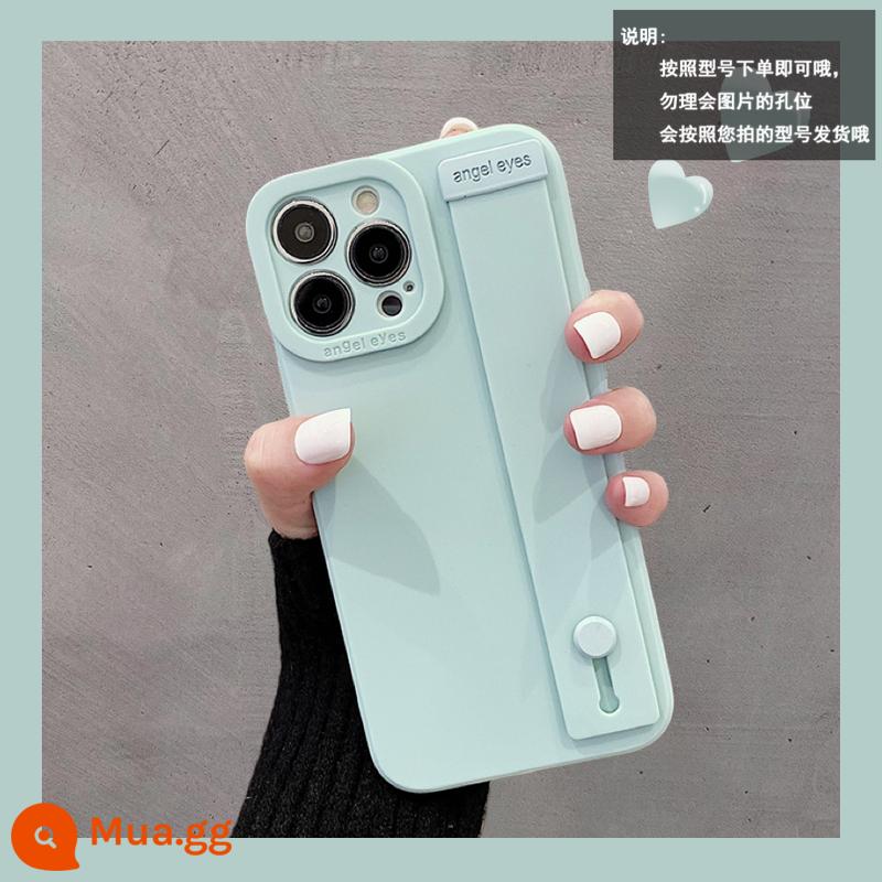 Thích hợp cho iphone14promax Advanced 13 vỏ bảo vệ điện thoại di động màu tím đậm 12 xr mới apple 11 silicone xs đơn giản - Dây đeo cổ tay màu xanh bạc hà