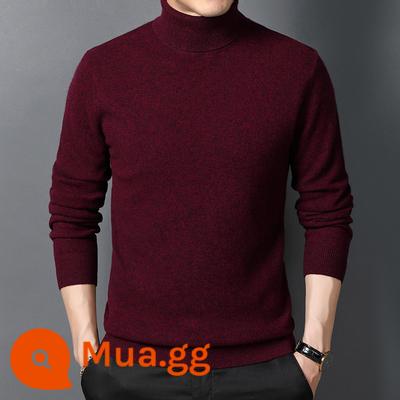 Woodpecker gỗ cashmere nam 100%loa cashmere nguyên chất áo len nam nam - Màu đỏ tía [áo cao]