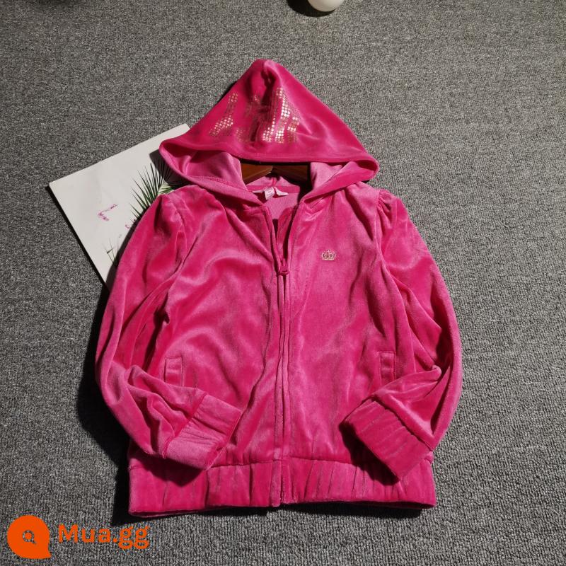 Châu Âu và Mỹ Single Spring and Autumn Hooded Two -la phù hợp với thể thao Velvet Lớn, Medium Girl, Swan Velvet Sweater quần - áo đỏ