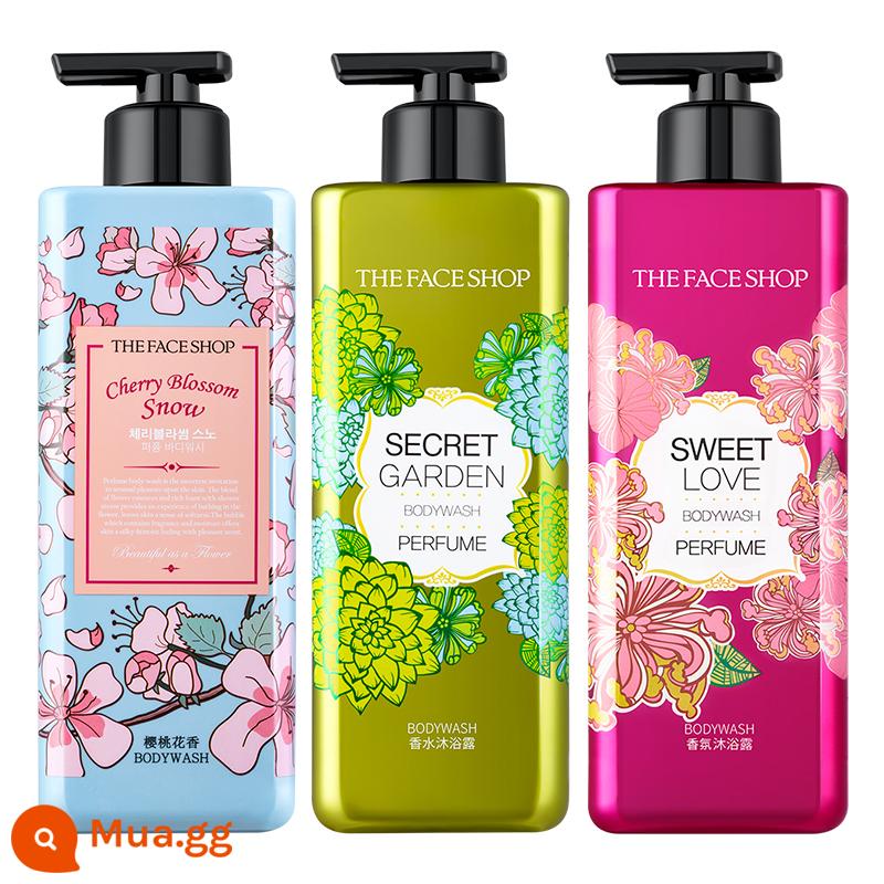 Sữa Tắm Nước Hoa The Face Shop Hương Thơm Giữ Ẩm Lâu Trọn Gói Gia Đình Màu Đỏ 3 Chai - Tuyết Sakura Nhật Bản + Tình Yêu Ngọt Ngào + Khu Vườn Bí Mật