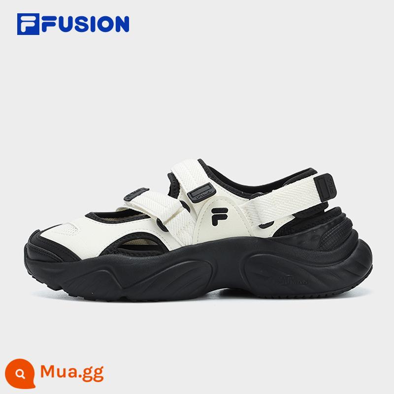 FILA FUSION Fila Mary Jane Sandals Giày Nữ Mùa Hè 2023 Mới Sandal Velcro Xà Cừ Giày Đi Biển - Micro trắng/đen-WB