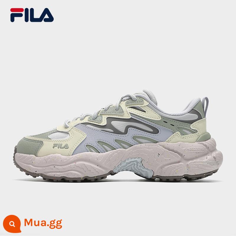 FILA Fila Chính Thức Nữ Bố Giày Fern Giày Mùa Xuân 2024 Mới Dương Xỉ Ống Hút Giày Đế Dày Giày Thường - Măng tây trắng/xám chip-MW