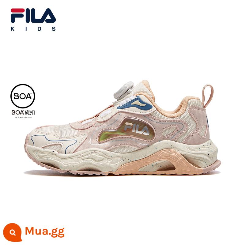 FILA KIDSFila Giày Trẻ Em Trẻ Em Tập Luyện Thu Đông 2023 Mới Nam Nữ Núm Vặn Giày Thể Thao Ngoài Trời - Bột muối biển/hoa hồng đen-SA