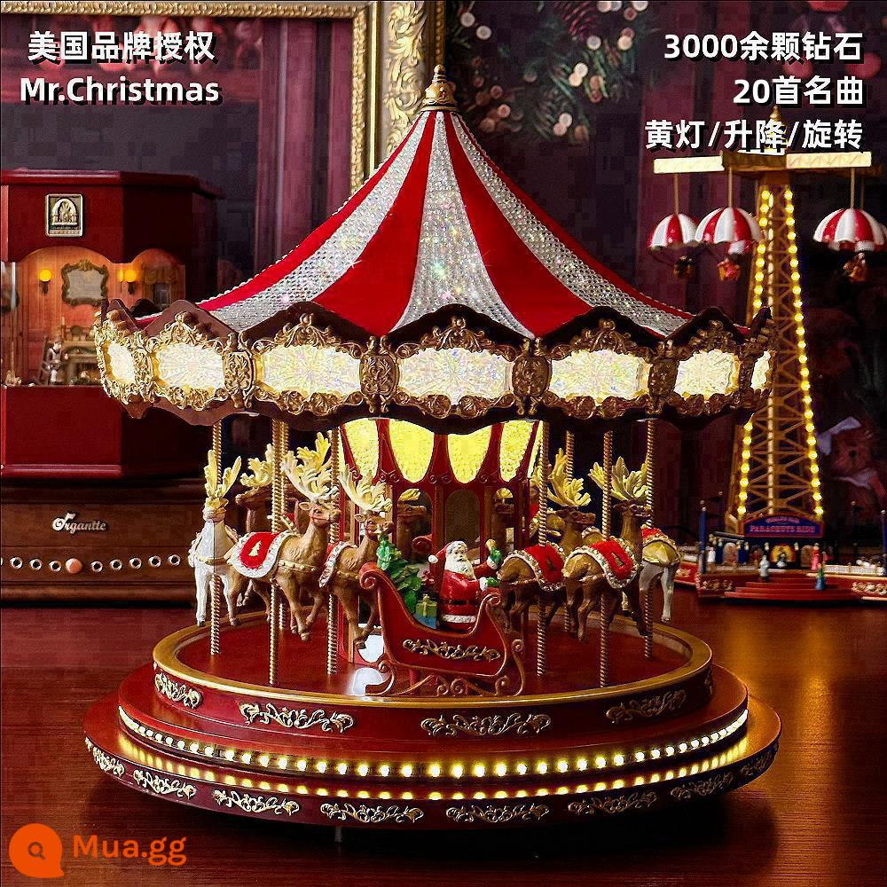 Mỹ Mr. Giáng Sinh bằng gỗ hộp nhạc thủ công carousel người yêu cô gái món quà sinh nhật - 3000 Đèn lồng màu vàng Trojan Giáng sinh kim cương