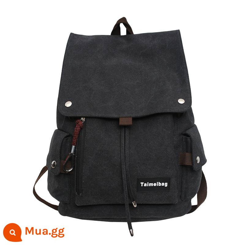 Ba Lô Nữ Sinh Viên Đại Học Vải Đơn Giản Cổ Retro Nhật Bản Harajuku Ulzzang Dây Rút Vạt Schoolbag Nam - đen