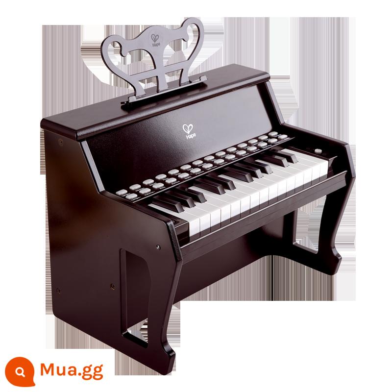 Hape đồ chơi đàn piano trẻ em bằng gỗ đa chức năng có thể chơi đàn organ điện tử mới bắt đầu cho bé gái nhà - Đàn piano dạy học âm thanh và ánh sáng 25 phím, màu đen